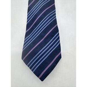 Y&G  Men's Blue Pink Striped Silk Tie 3.5" X 62"